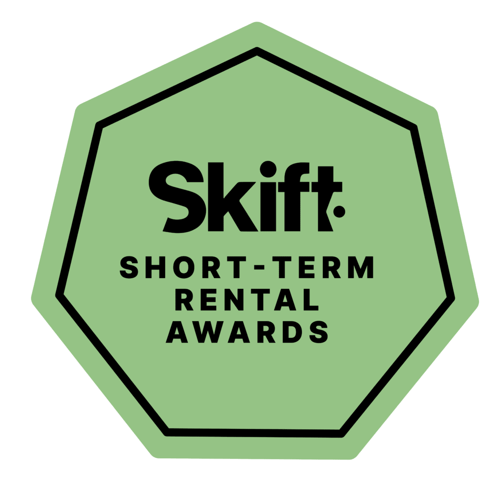 Skift Short-Term Rental Awards logo on a green hexagonal background.