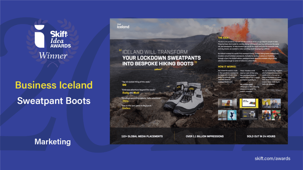 Skift IDEA Awards Entry: Marketing. Business Iceland, sweatpant boots. 