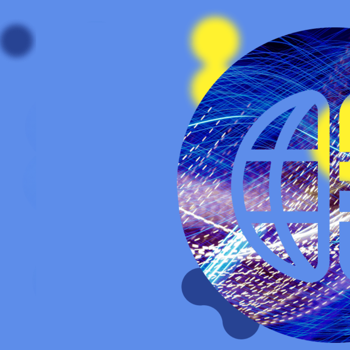 Blue background with data stream graphic globe to represent the Skift Data + AI Summit 2024 focused on travel industry innovation.