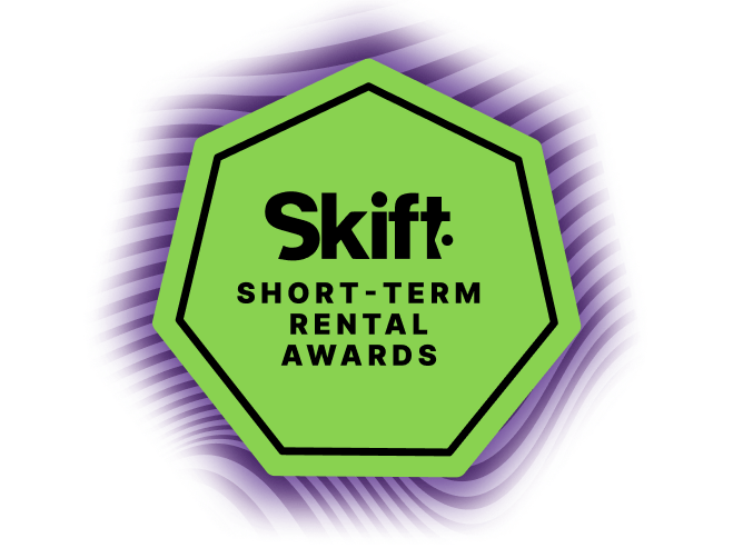 Skift Short-Term Rental Awards logo on a green hexagonal shape with a purple outline.